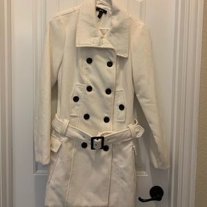 White button down belted trench coat -Jr. size L